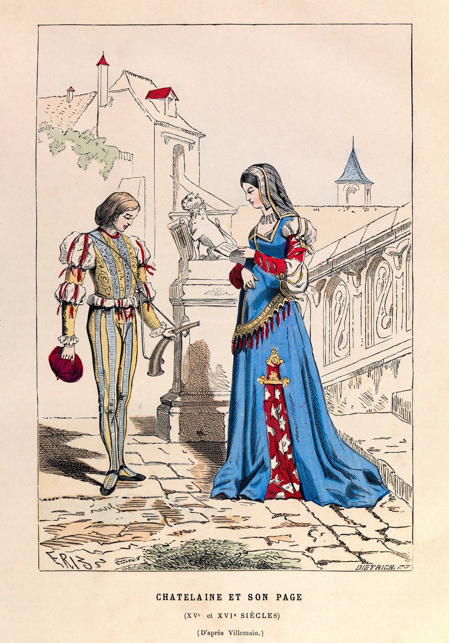 A chatelaine et son page au 15th century - Chatelaine and her page 15 Century - collection privee 作者 匿名匿名