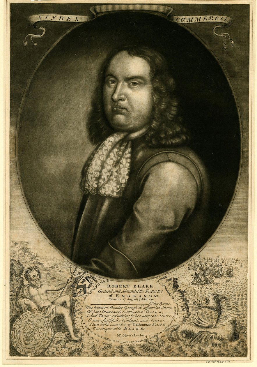 海军上将罗伯特·布莱克 (1599-1657) - 匿名 - 1657 - Mezzotint - 37x25,5 - 私人收藏 作者 匿名匿名