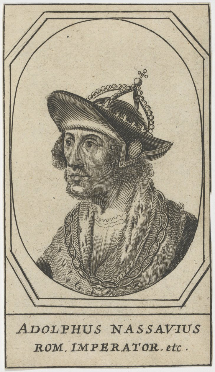 Adolphe de Nassau (1250-1298) - 拿骚的阿道夫，罗马国王，无名。 蚀刻，尺寸：10,8x6,2 作者 匿名匿名