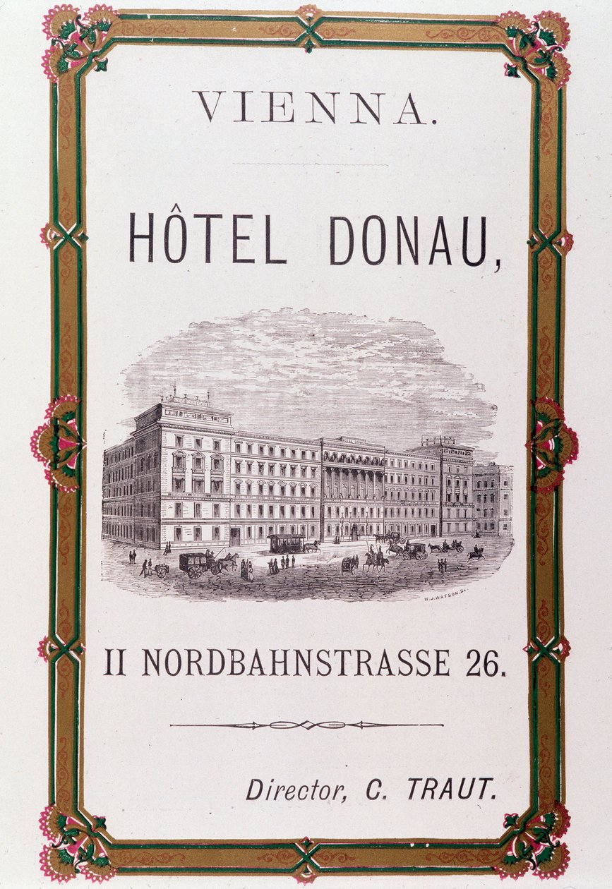 Advertising poster for Hotel Donau in Vienna. Austria 1874 Private collection 作者 匿名匿名
