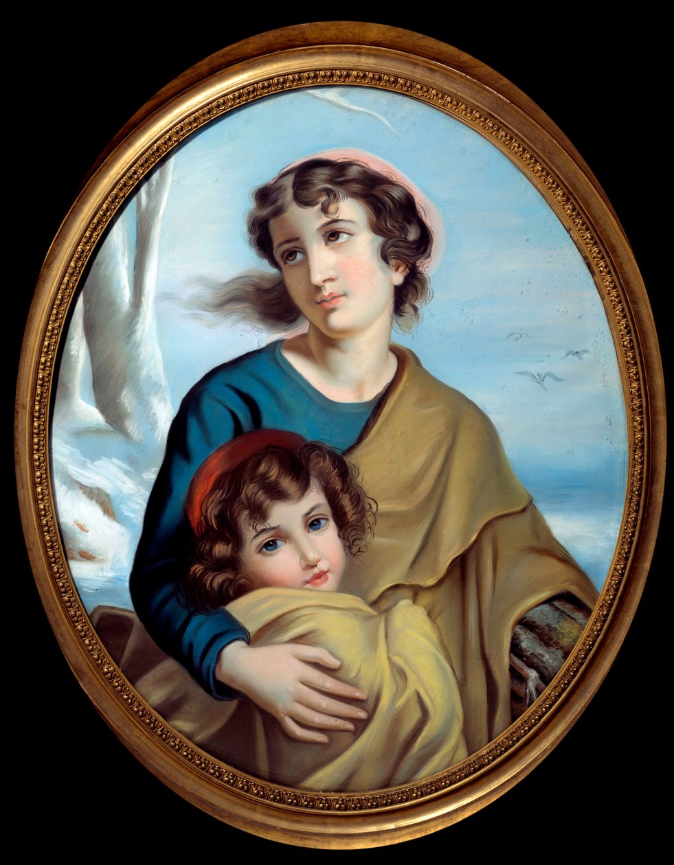 Allegory of winter A mother protecting her child to warm her up. Anonymous painting. 18th century. Rouen, Museum of Fine Arts 作者 匿名匿名