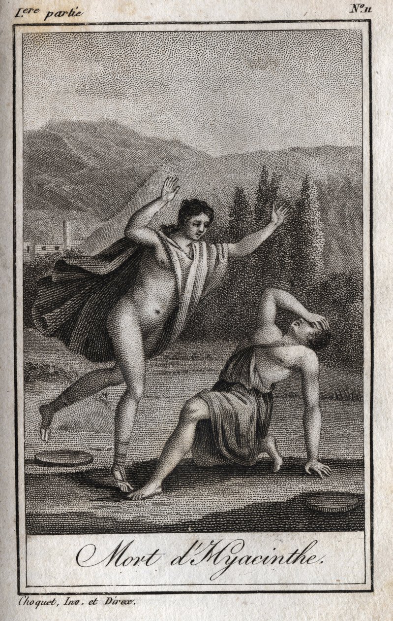 阿波罗和Hyacinthos（Hyacinthe之死） 1819年的版画，载于Charles Albert Demoustier（1760-1801）的《Lettres a Emilie sur la mythologie》。私人收藏。 作者 匿名匿名