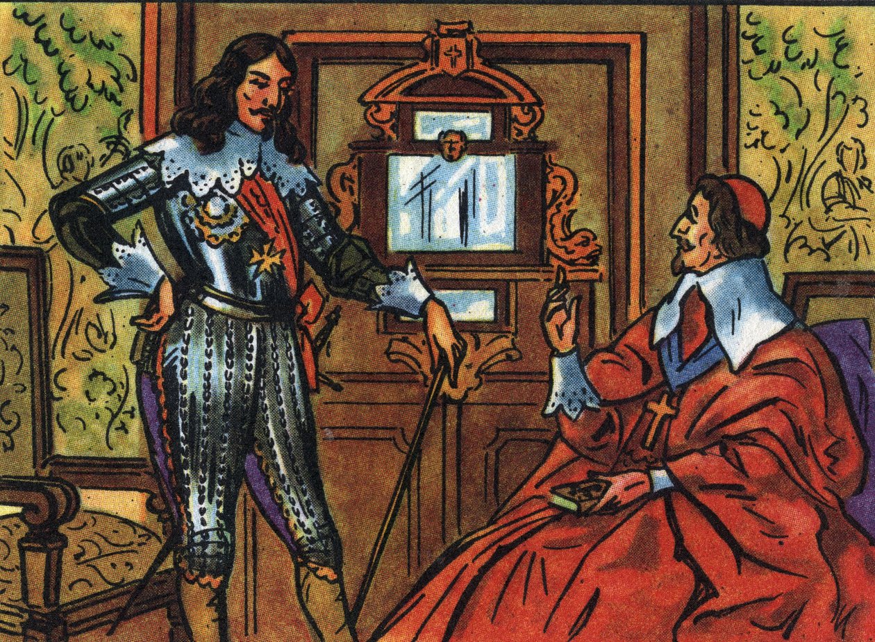 Armand Jean du Plessis de Richelieu或Cardinal de Richelieu（1585-1642），法国大臣和法国国王路易十三（1601-1643）。载于《法国国家元首和政府首脑作品集》的匿名插图。20世纪。私人收藏。 作者 匿名匿名