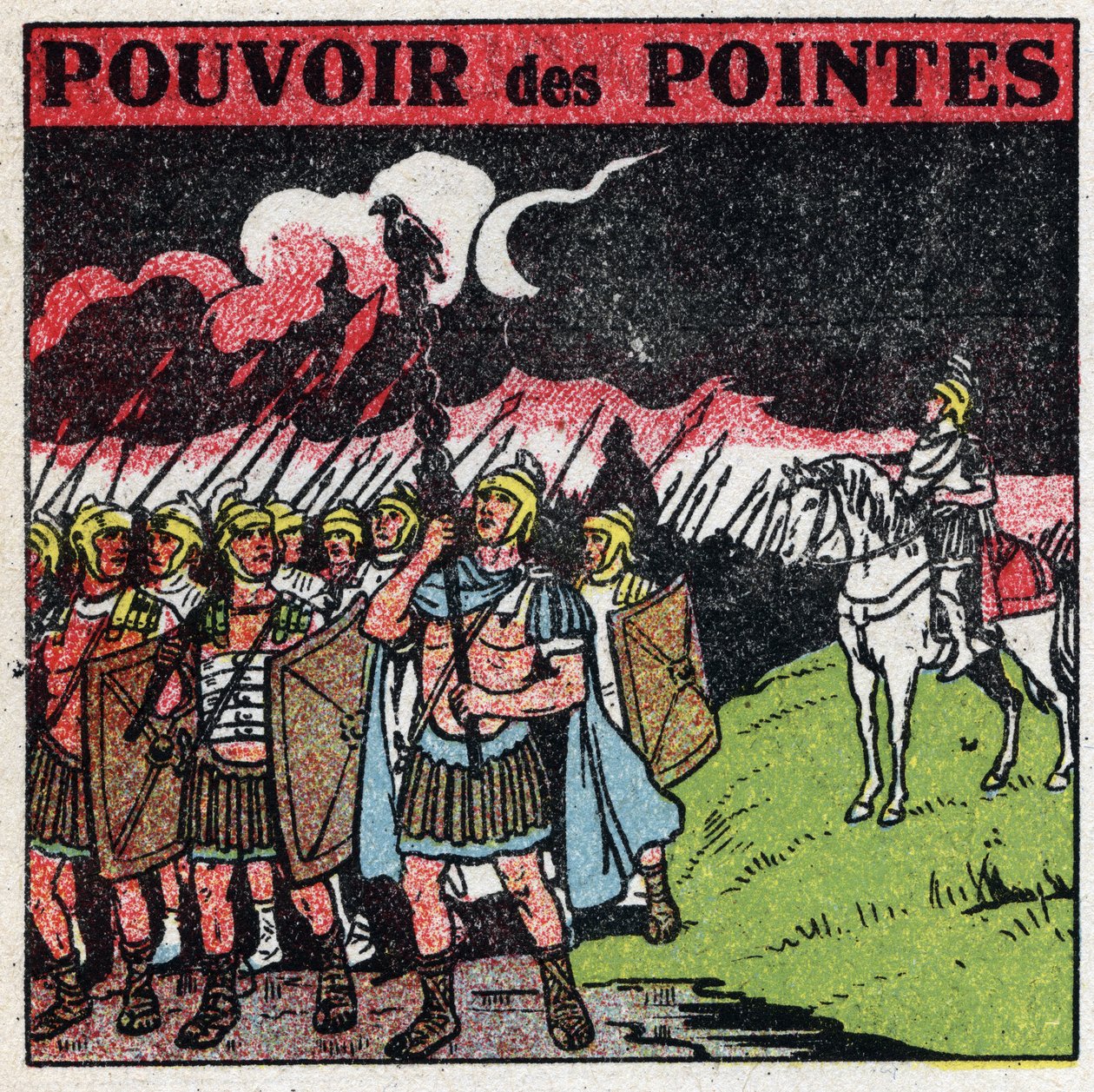 Atmospheric electricite: Roman legionaries find that the tip of their spades seems to ignite during a storm. Anonymous illustration from 1925. Private collection. 作者 匿名匿名