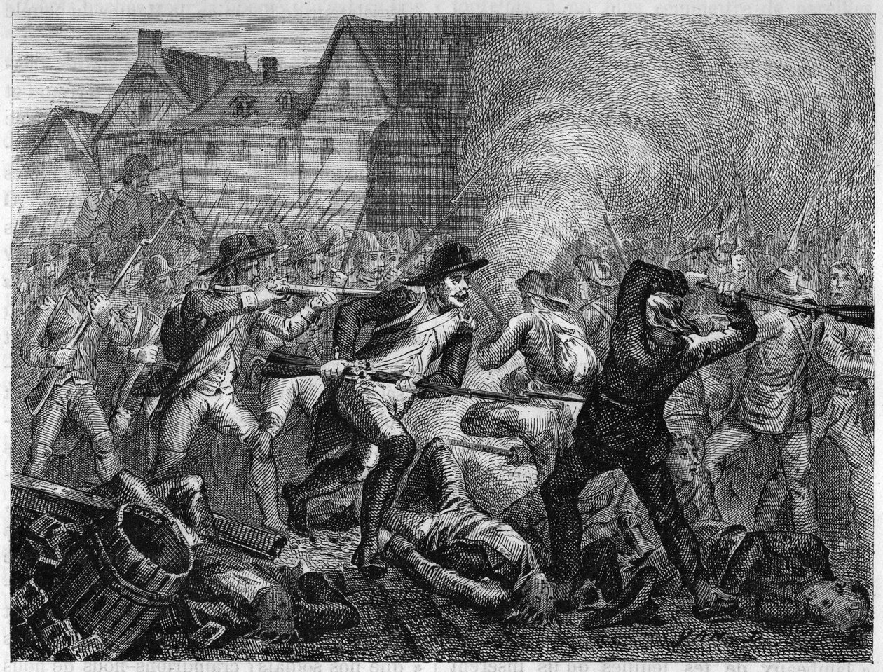 1793年旺地战争期间的勒芒战役。1866年阿道夫-蒂耶尔的《法国革命史》中的雕刻。私人收藏。 作者 匿名匿名