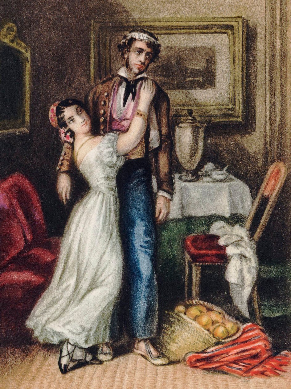 卡门，由 Merimee，Prosper (1803-1870)。 彩色光刻 作者 匿名匿名