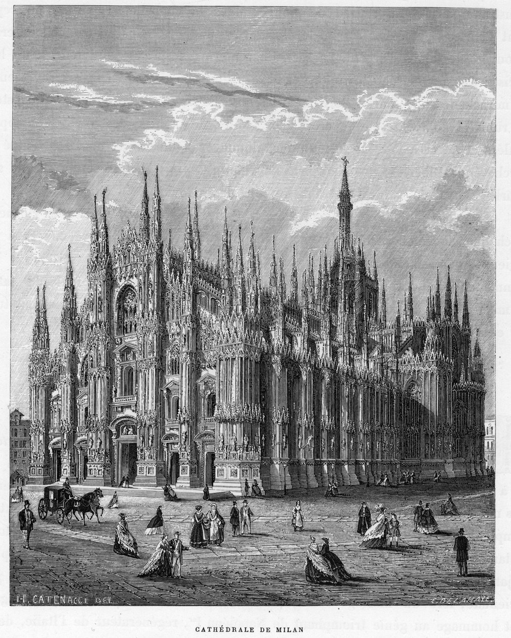 意大利米兰大教堂(Duomo, Milano)。1859年雕刻于Armengaud的《欧洲画廊-意大利》。私人收藏。 作者 匿名匿名