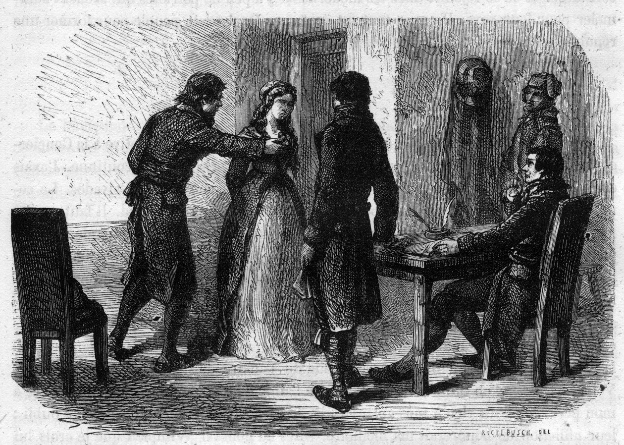 Charlotte Corday (1768-1793) excavated by Francois Chabot (1756-1794) - Engraving in “Histoire des Girondins” by Alphonse de Lamartine (1790-1869) 1865-1866. Private Collection 作者 匿名匿名