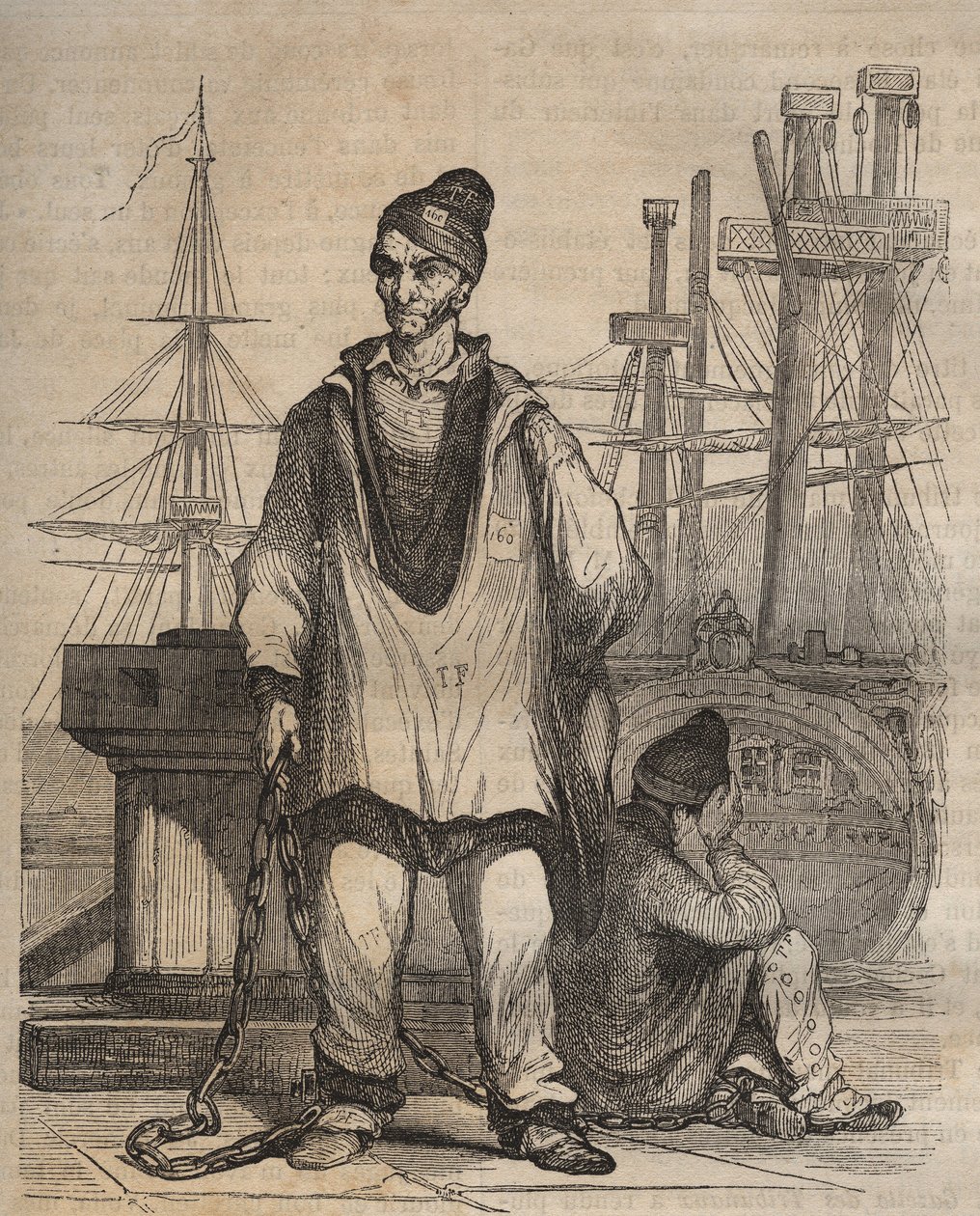 Convictions to perpetuity at the Rochefort Bagne in the 19th century. Engraving in “Histoire des bagnes depuis leur création à nos jours”” (1877) by Pierre Zaccone (1817-1895) (Colonia Penale - Penal colony) 作者 匿名匿名