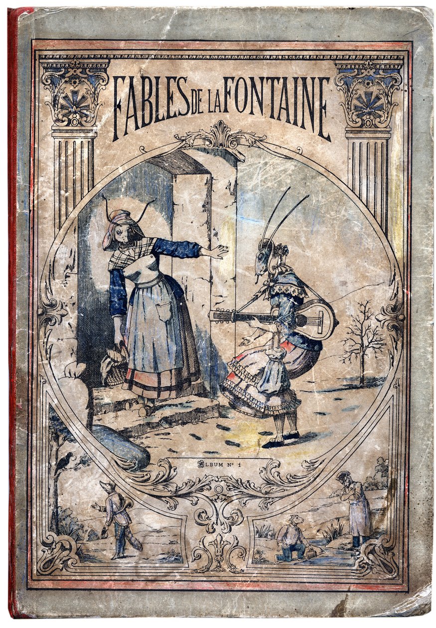 覆盖。 Jean de LA FontAINE (Lafontaine) (1621-1695) 为 Les Fables 绘制的匿名插图。 Pont-a-Mousson 的成像，大约 1880 年。私人收藏。 作者 匿名匿名