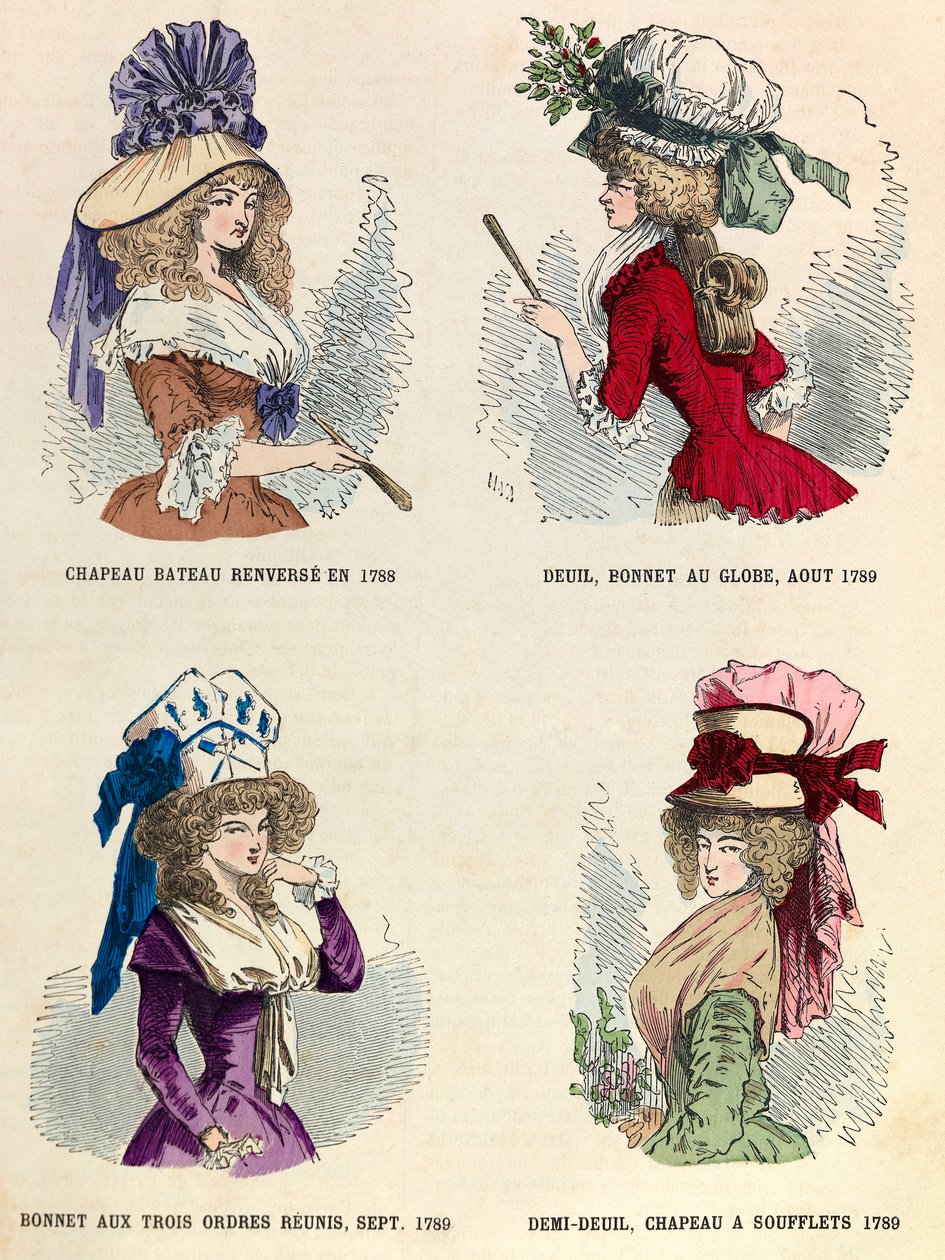 Different hat styles in 1789 during the French Revolution - private collection 作者 匿名匿名