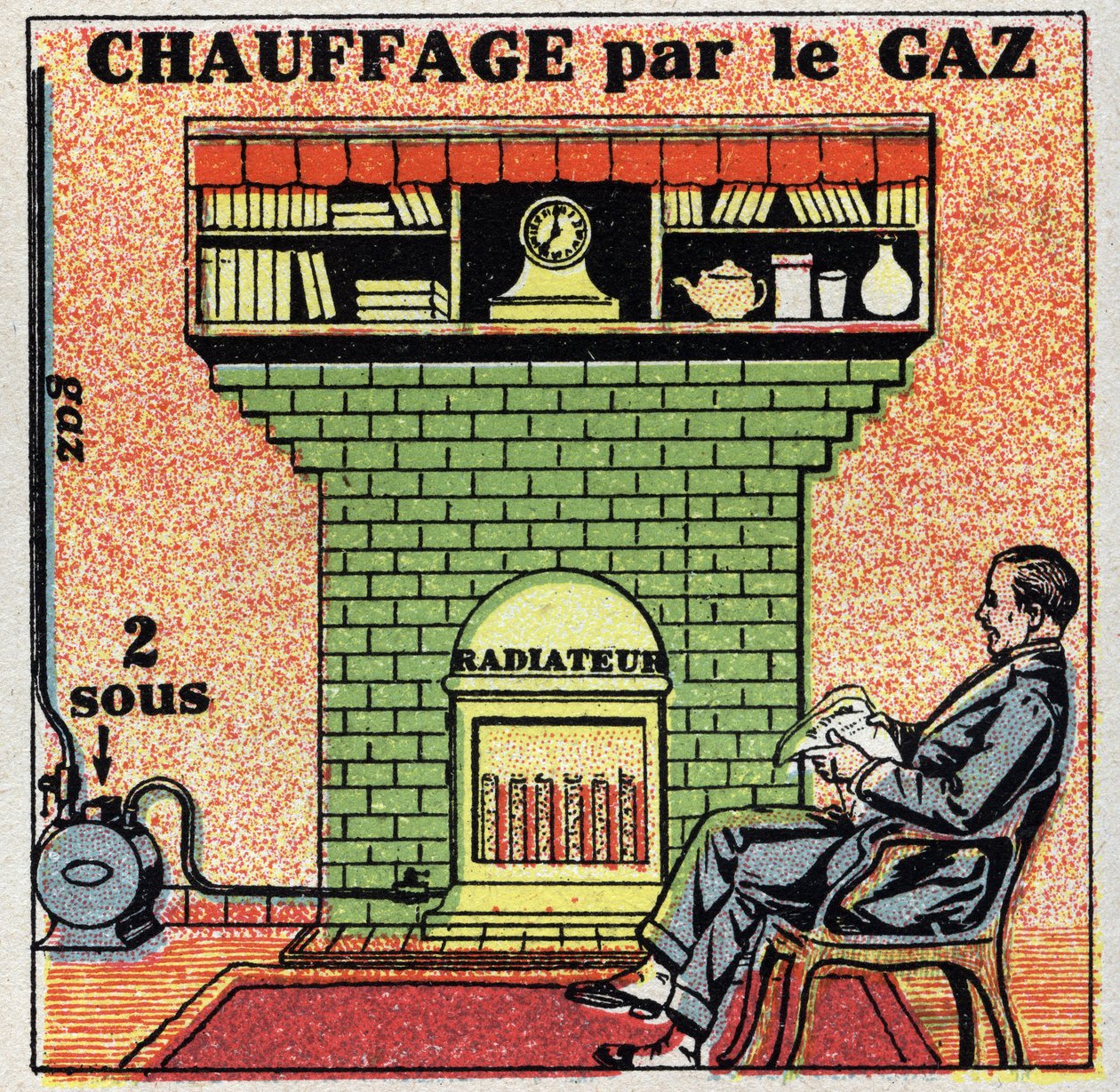 Domestic heating: gas heating. Anonymous illustration from 1925. Private collection. 作者 匿名匿名