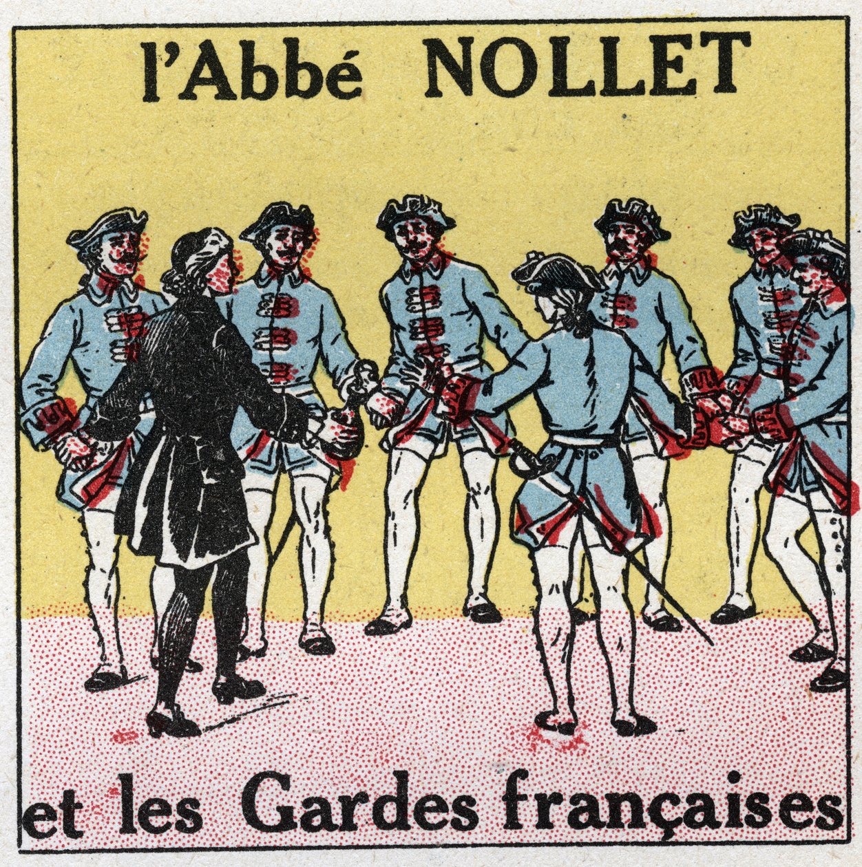 电容器：电容器引起的脑震荡。Abbe Jean Antoine Nollet（让-安托万）（1700-1770）的莱顿瓶经验，法国物理学家在凡尔赛宫，1746年180名卫兵同时被击中。匿名插图f 作者 匿名匿名