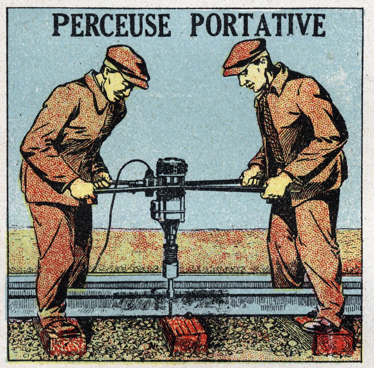 Electric tools: portable drill. Anonymous illustration from 1925. Private collection. 作者 匿名匿名