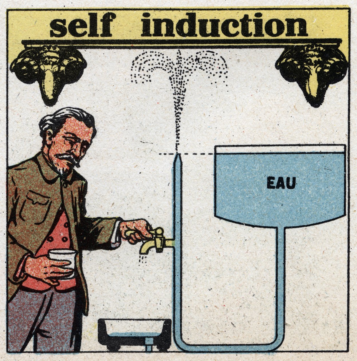 Electrical phenomena: self induction. Suppose a tank higher than a tap and let the water flow occur, then shut down abruptly. The movement of the water will continue for a few moments in the pipe and produce a jet of water whose top will exceed the water l 作者 匿名匿名