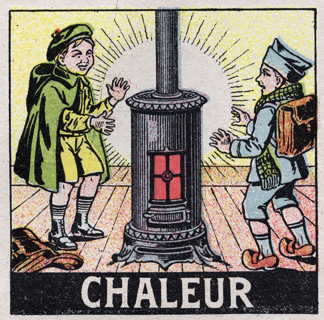 Ether (material): two children heated by the heat of a stove. Anonymous illustration from 1925. Private collection. 作者 匿名匿名