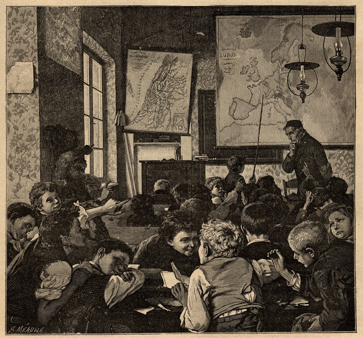 毕业班--学校--1890年的雕刻作品 作者 匿名匿名