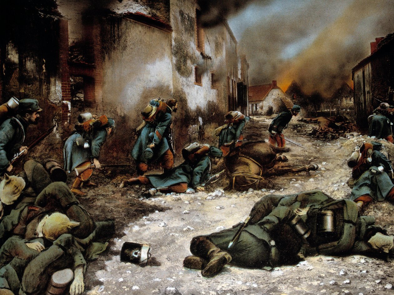 第一次世界大战（1914-1918）：“1914 年 9 月在 Chatillon sur Morin（Chatillon-sur-Marne）战役””匿名绘画 作者 匿名匿名