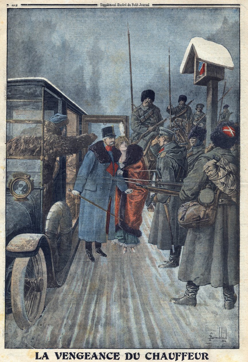 1914-1918年第一次世界大战（14-18战争）。奥地利将军斯卡博诺维奇被他的司机拒绝，因为他想为自己的虐待行为报仇，他被俘虏到了一个俄国营地。在1916年2月20日的 "小报 "上。私人收藏 作者 匿名匿名