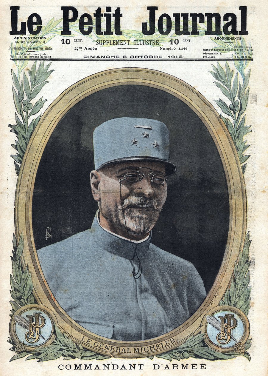 1914-1918年第一次世界大战（14-18战争）。约瑟夫-阿尔弗雷德-米歇尔将军（1861-1931）的画像 在《小报》上，1916年8月8日 作者 匿名匿名