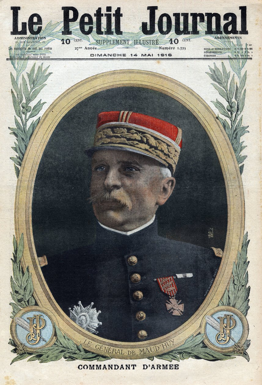 1914-1918年第一次世界大战（14-18战争）。路易斯-欧内斯特-德-莫德惠将军（1857-1921）的画像，陆军司令。刊登在 "小报 "上，1916年5月14日。私人收藏 作者 匿名匿名