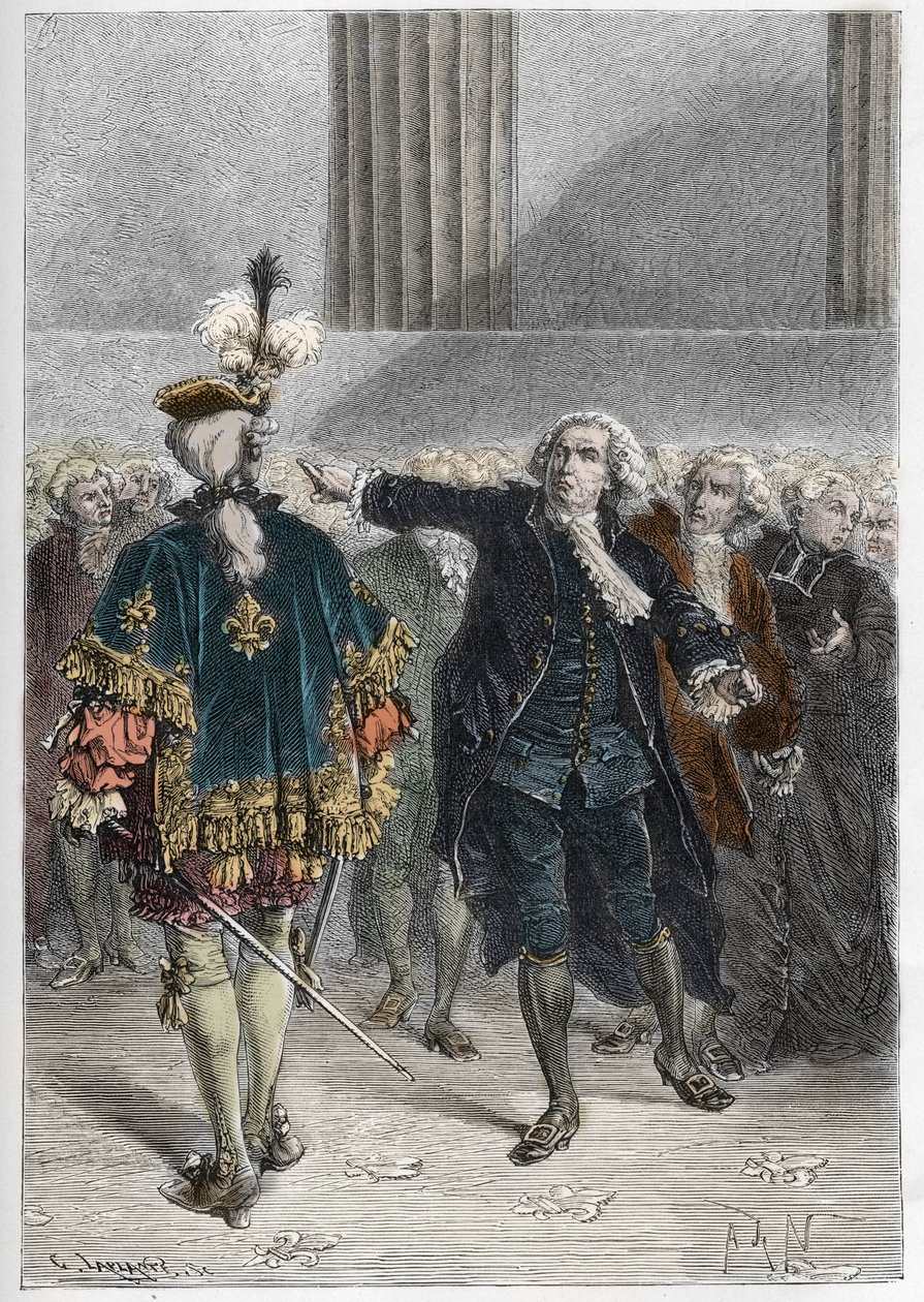 法国大革命--1789年6月23日的总州会议。米拉波伯爵霍诺尔-加布里埃尔（Honore-Gabriel）-里凯蒂（1749-1791）使徒亨利-埃弗拉尔（Henri-Evrard），德勒布雷兹（Dreux-Breze）侯爵（1762-1829）--在凡尔赛的总议会 作者 匿名匿名