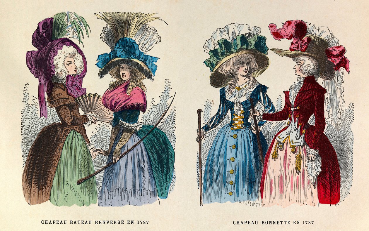 From left to right: Overturned boat hat; Thread hat in 1787 - private collection 作者 匿名匿名