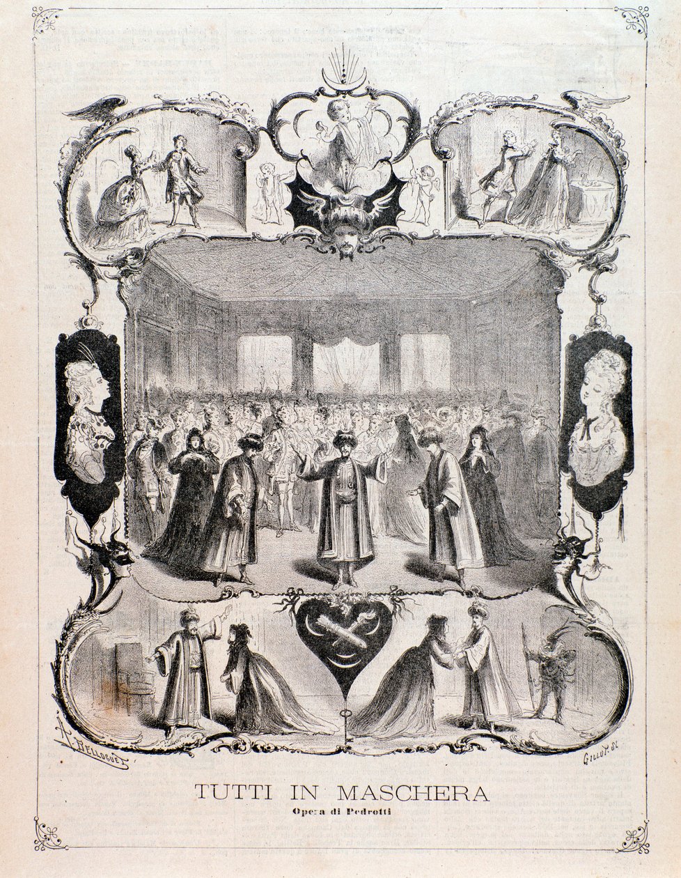 Frontispiece from musical score of Tutti in maschera, opera by Carlo Pedrotti 作者 匿名匿名