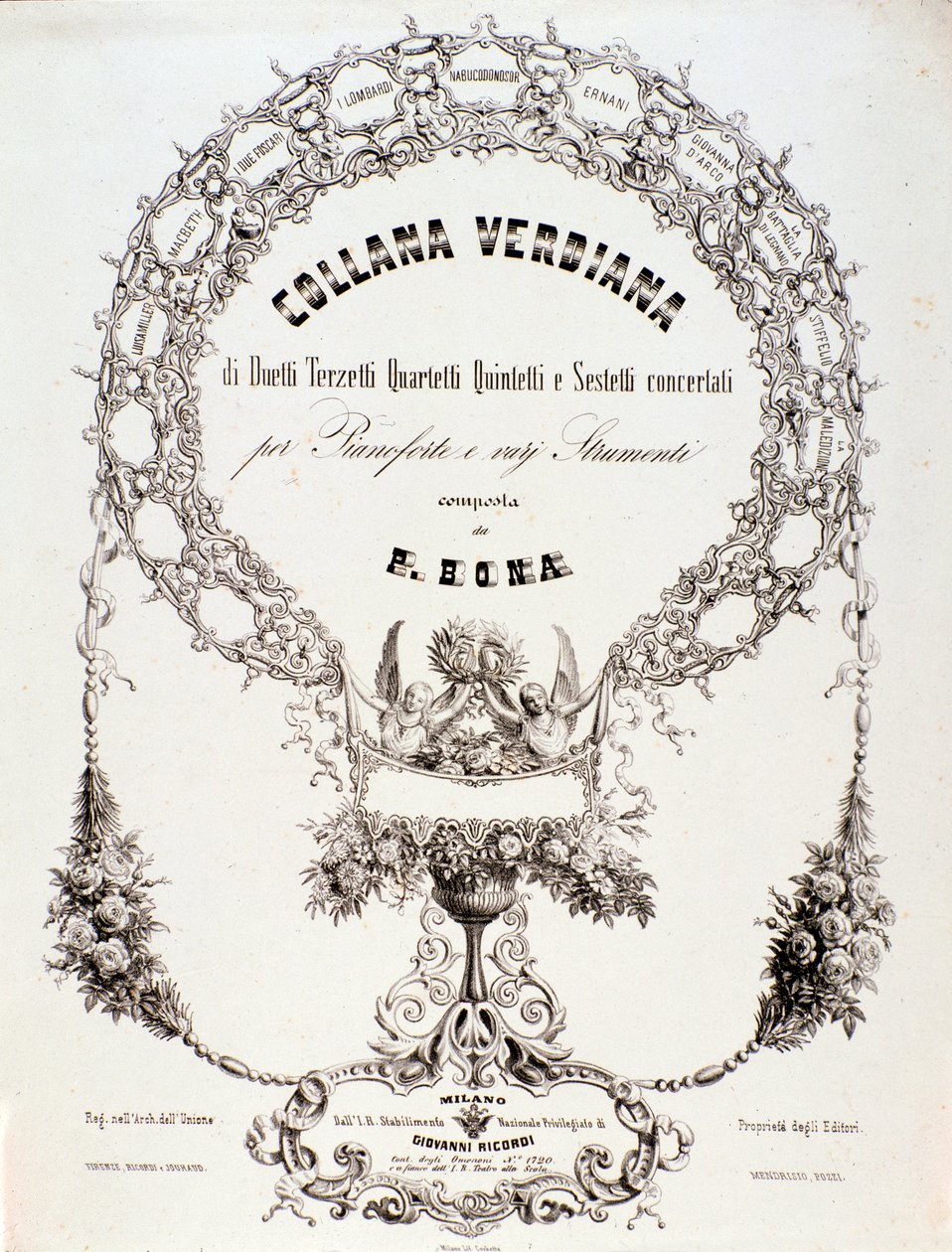 Frontispiece of a collection of musical scores by Giuseppe Verdi 作者 匿名匿名