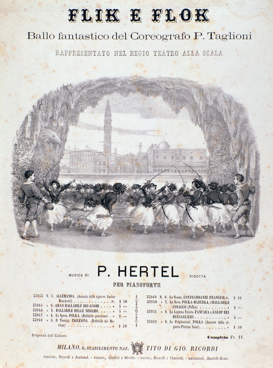 Frontispiece of musical score of Flik e Flok ballet by Filippo Taglioni 作者 匿名匿名
