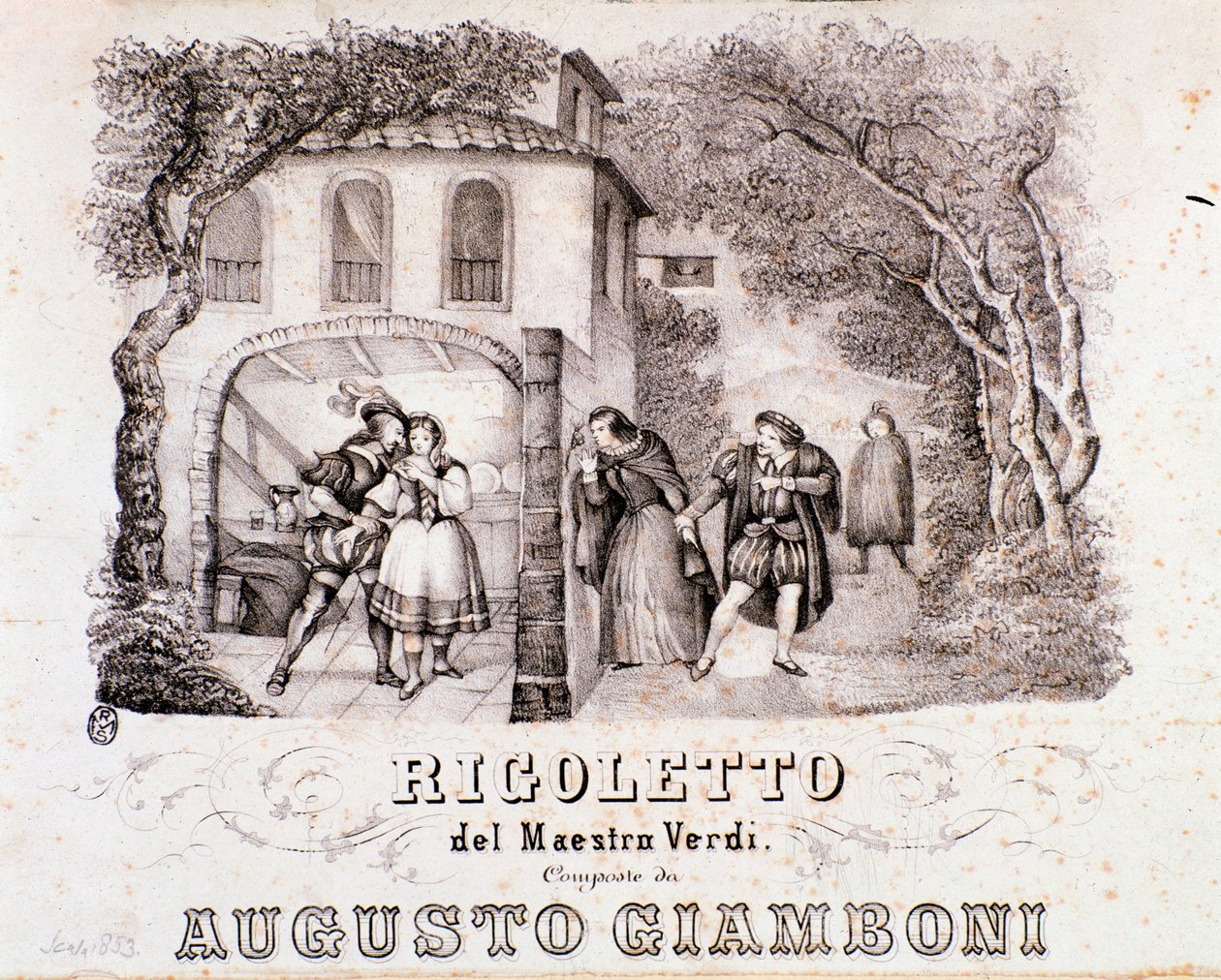 Frontispiece of musical score of Rigoletto opera by Giuseppe Verdi 作者 匿名匿名