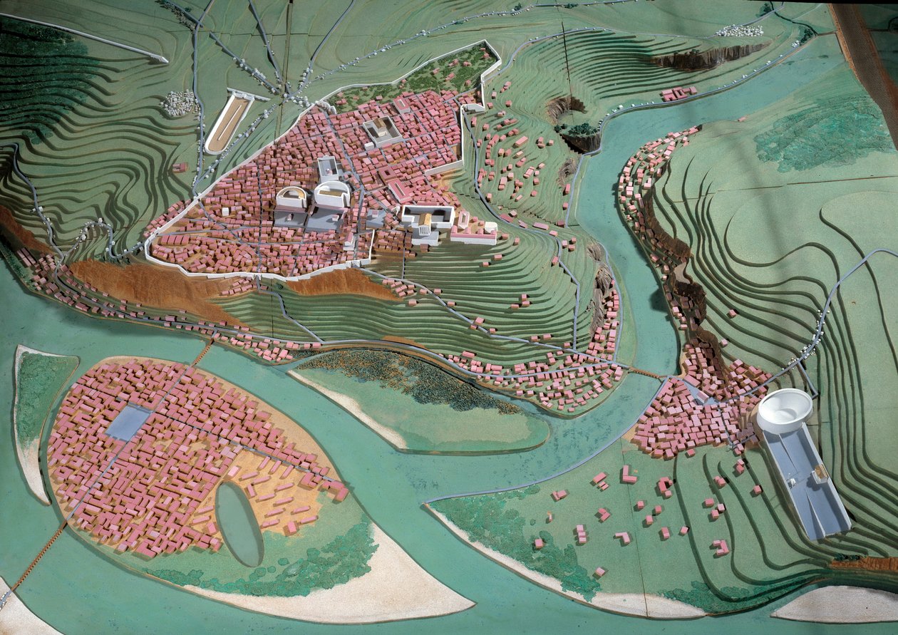 Galloromaine civilization: model of the city of Lyon between 50 BC and 100 AD. Lyon, archeological museum 作者 匿名匿名