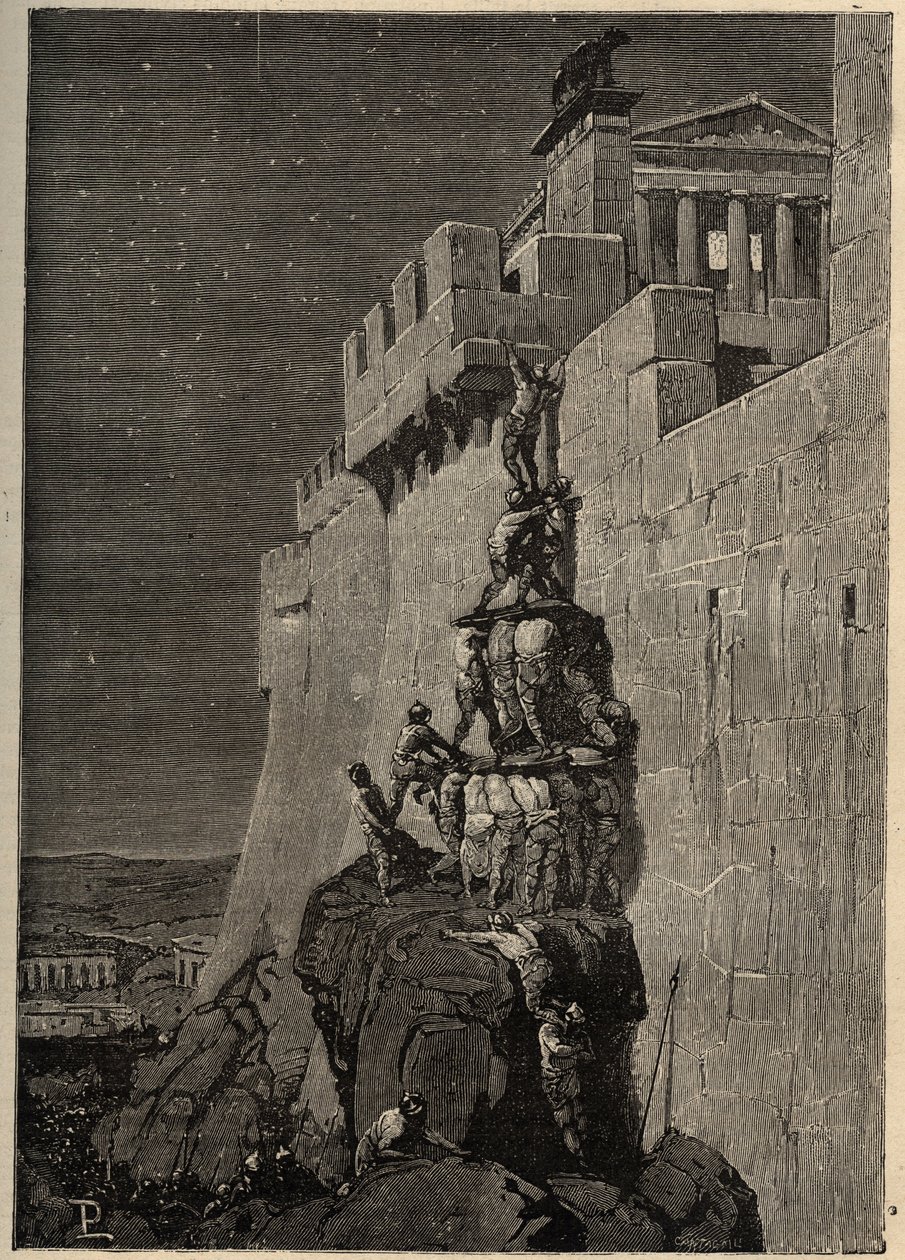 高卢人试图夺取国会大厦（公元前390年）--大雁从高卢入侵者手中拯救了罗马国会大厦----1890年的雕刻品 作者 匿名匿名