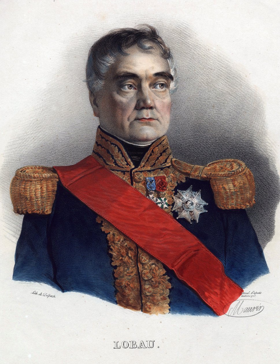 Georges Mouton de Lobau (1770-1838), 法国元帅 - 佚名 - 1835 - 石版画，水彩 - 32x24 - 私人收藏 作者 匿名匿名