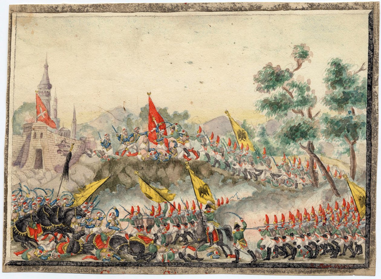 Guerre russo-turque de 1828-1829 - Russian army captured Izmail (Ismail) fortress in 1790 - Anonymous - 1829 - Watercolour on paper - 19x26 - Private Collection 作者 匿名匿名