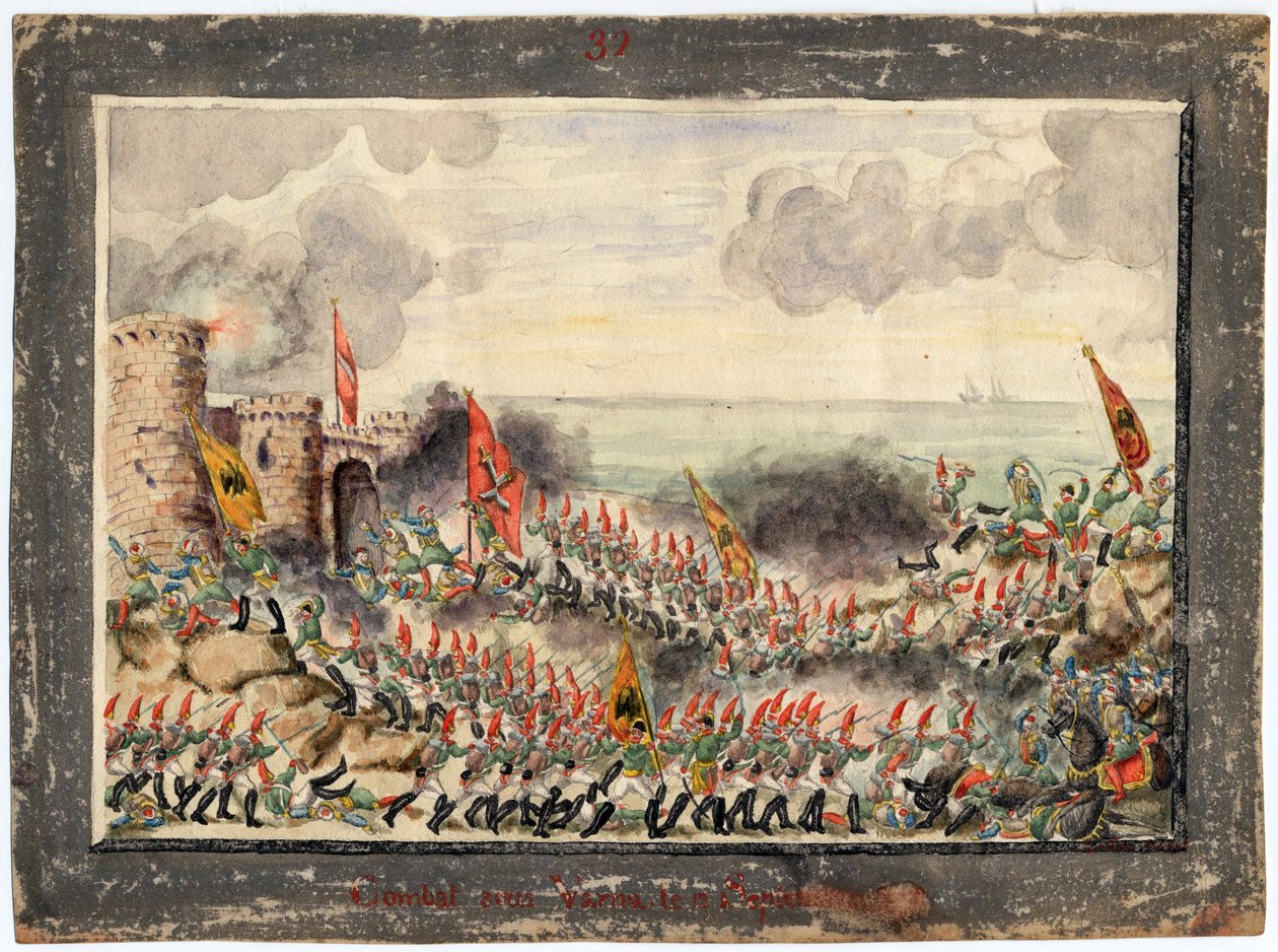 Guerre russo-turque de 1828-1829 1828 年 9 月围攻瓦尔纳 - 匿名 - 1829 - 纸上水彩 - 21x29,3 - 私人收藏 作者 匿名匿名