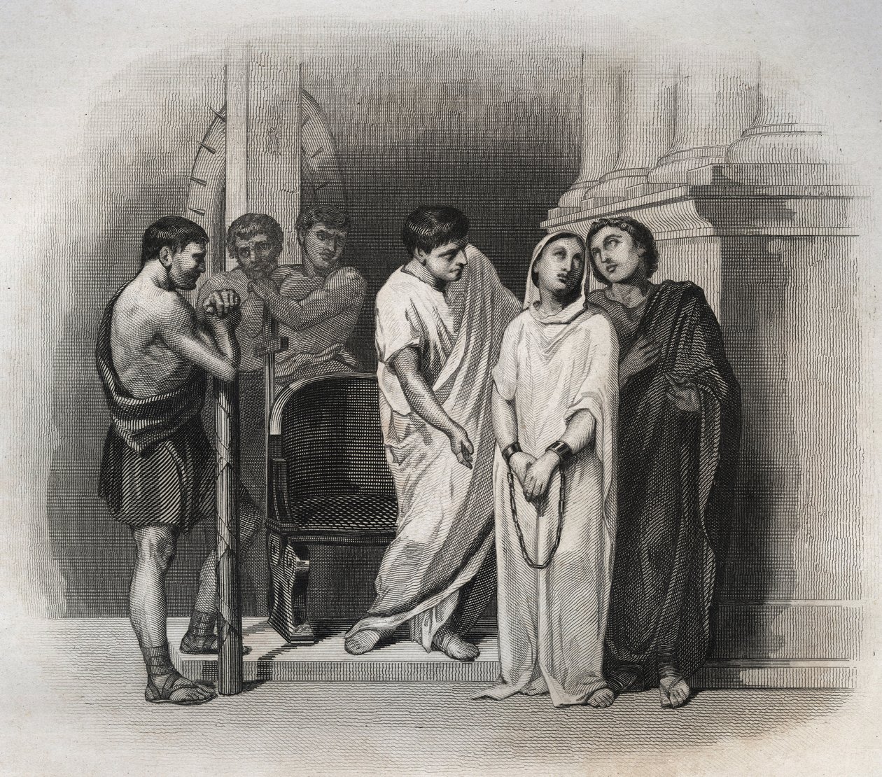 Holy Victory, suffered martyrdom in Carthage with Saint Saturnin, in 304. Engraving from 1846 in “” Lives of the saints””. Private collection. 作者 匿名匿名