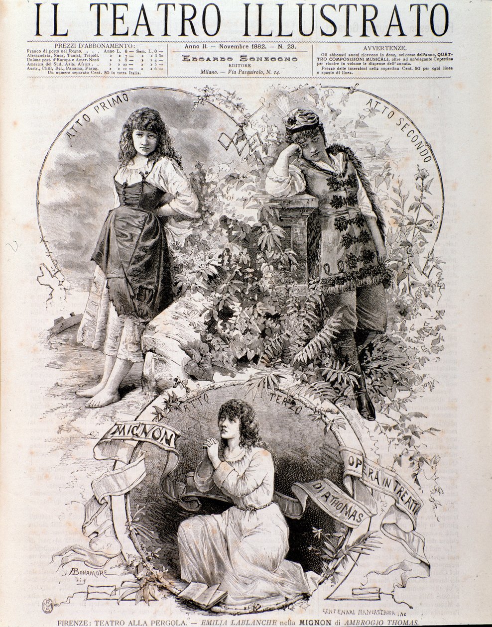 米尼翁的插图，安布罗斯·托马斯 (Ambroise Thomas) 的歌剧 (雕刻 作者 匿名匿名