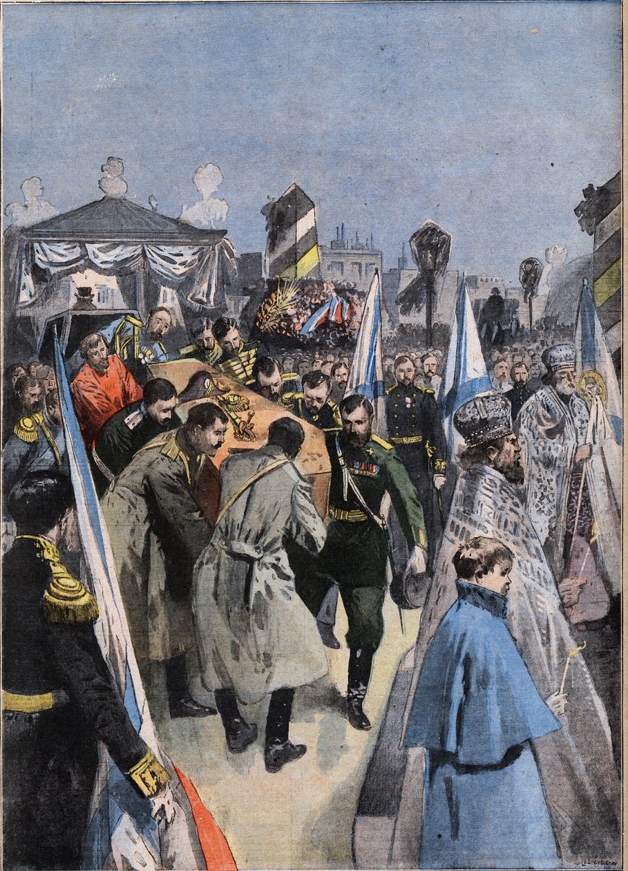 在俄罗斯的圣彼得堡（St. Petersburg）：亚历山德罗维奇大公（Aleksei Aleksandrovich Romanov）的葬礼 作者 匿名匿名