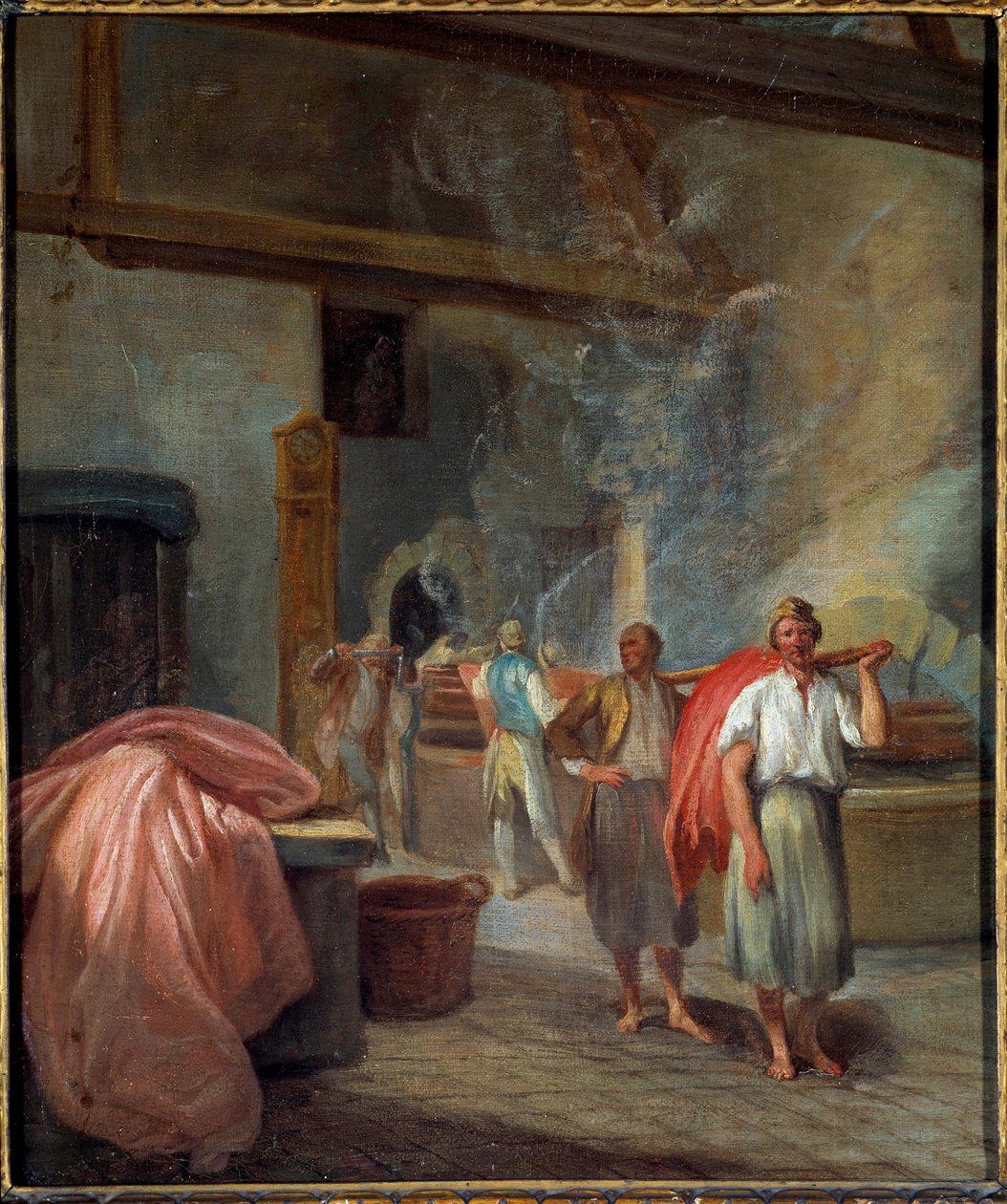 Les Gobelins Anonymous 绘画染色车间的内部。 1760. Dim 0,37 x 0,30 m 巴黎，Musee Carnavalet 作者 匿名匿名