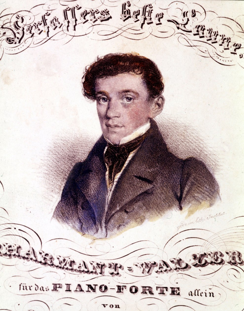 老约翰-施特劳斯（1804 - 1849）。谱上的肖像。 作者 匿名匿名