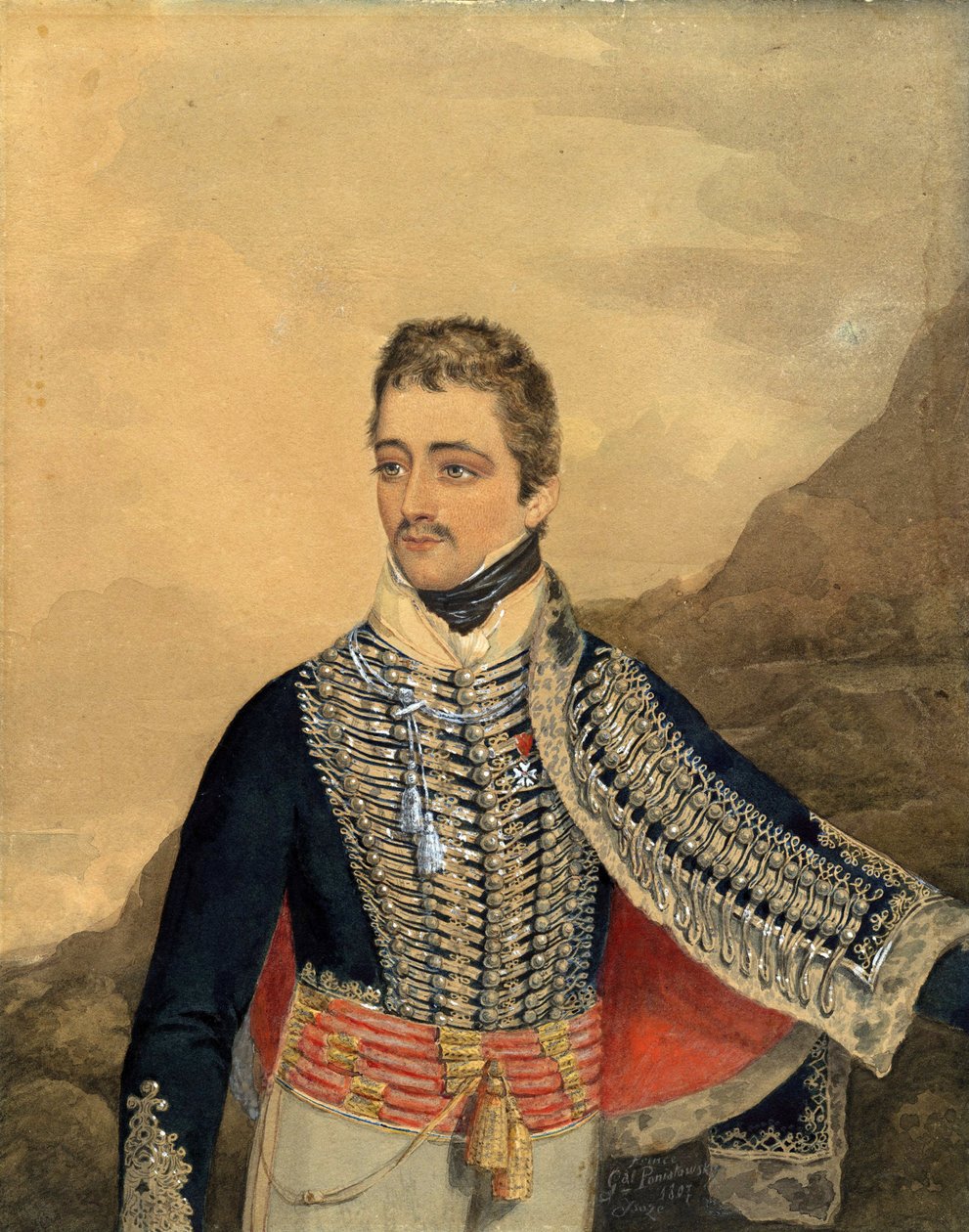 Jozef Antoni Poniatowski (1763-1813) - Prince Jozef Poniatowski - 匿名 - 1807 - 水彩，纸上水粉 - 26,5x21 - 私人收藏 作者 匿名匿名