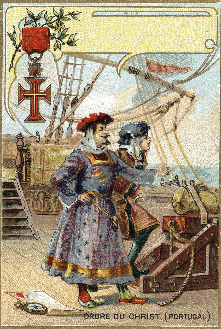 葡萄牙基督骑士团。19世纪末的色版画。私人收藏。 作者 匿名匿名