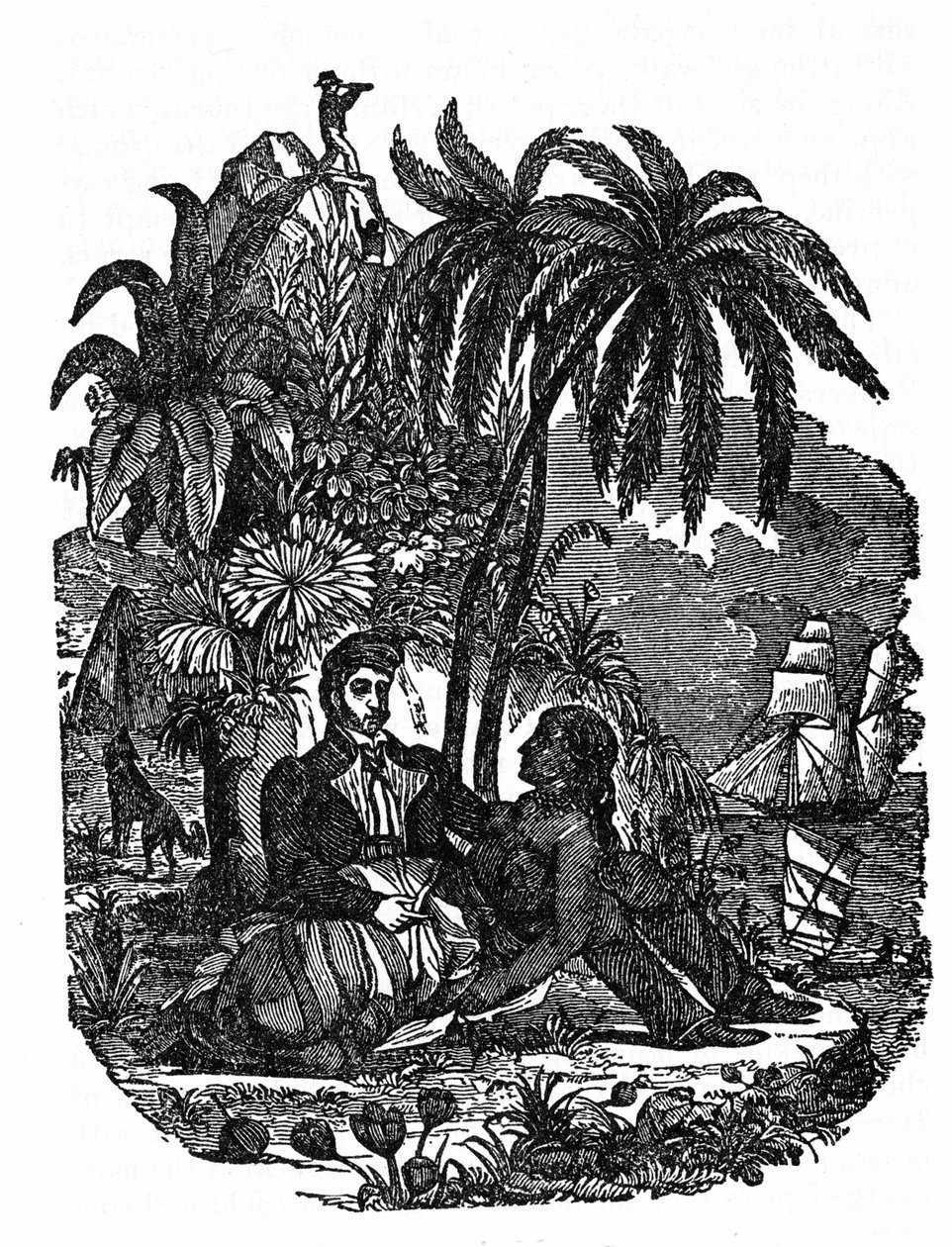马达加斯加岛上的海盗生活。海盗自己的书》的版画，1837年。 作者 匿名匿名