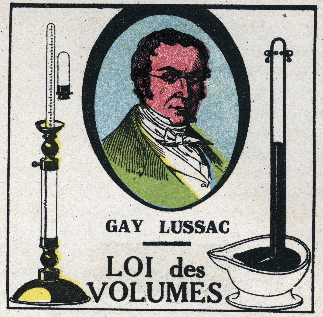 路易斯-约瑟夫-盖-吕萨克（Louis Joseph Gay Lussac）（1778-1818）的《原子：卷轴的法律》。1925年的匿名插图。私人收藏。 作者 匿名匿名