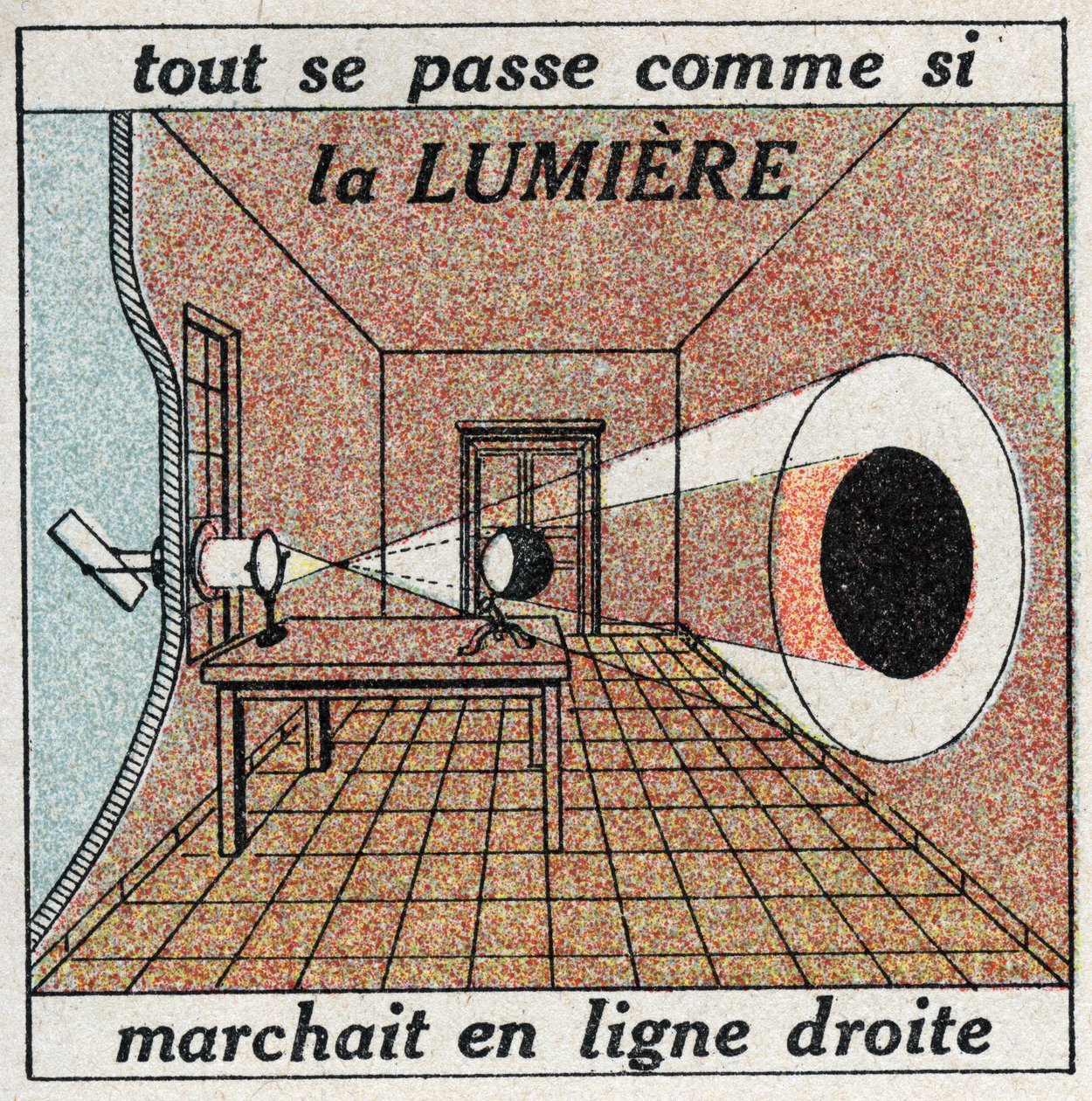 Light Propagation: Everything happens as if the light was running in a straight line. Anonymous illustration from 1925. Private collection. 作者 匿名匿名