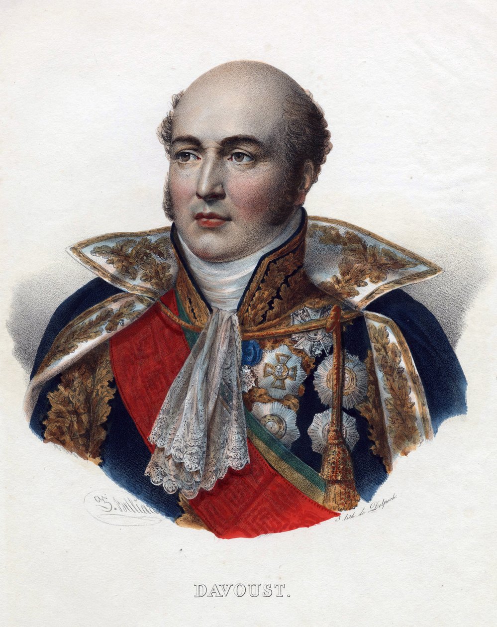 路易-尼古拉（Louis-Nicolas）-达武特（1770-1823），法国元帅 - 佚名 - 1835年 - 石版画，水彩画 - 32x24 - 私人收藏 作者 匿名匿名