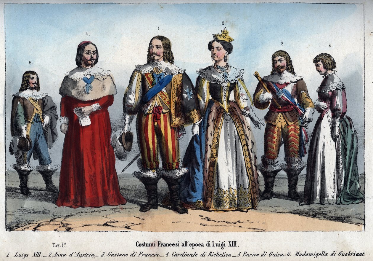路易十三--奥地利的安妮（1601-1666）（Anne of Austria）--法国的加斯顿（Gaston, Duke of Orleans）--Armand Jean du Plessis, Cardinal de Richelieu--Henri II de Guise（Henry II, Duke of Guise）--Anne-Marie Budes de Guebriant--刻自《Usi e 作者 匿名匿名