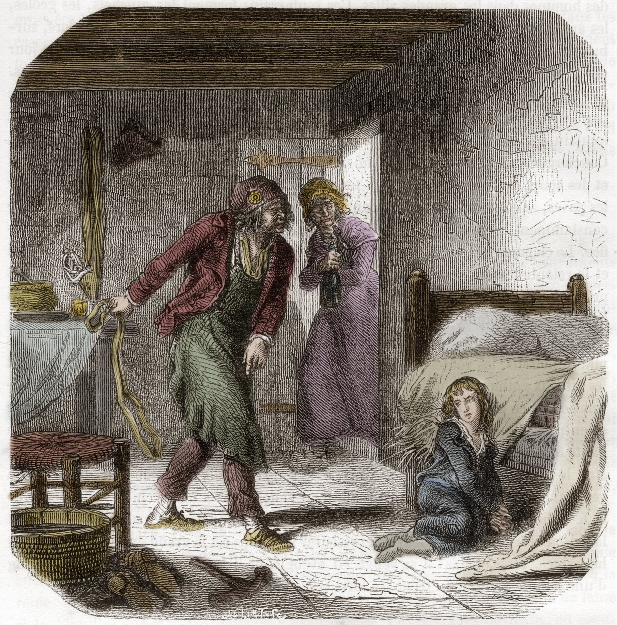 Louis XVII (1785-1795) at the Temple, with his geolier the shoemaker Antoine Simon - Engraving in “Histoire des Girondins”” by Alphonse de Lamartine (1790-1869) 1865-1866 - Private collection 作者 匿名匿名