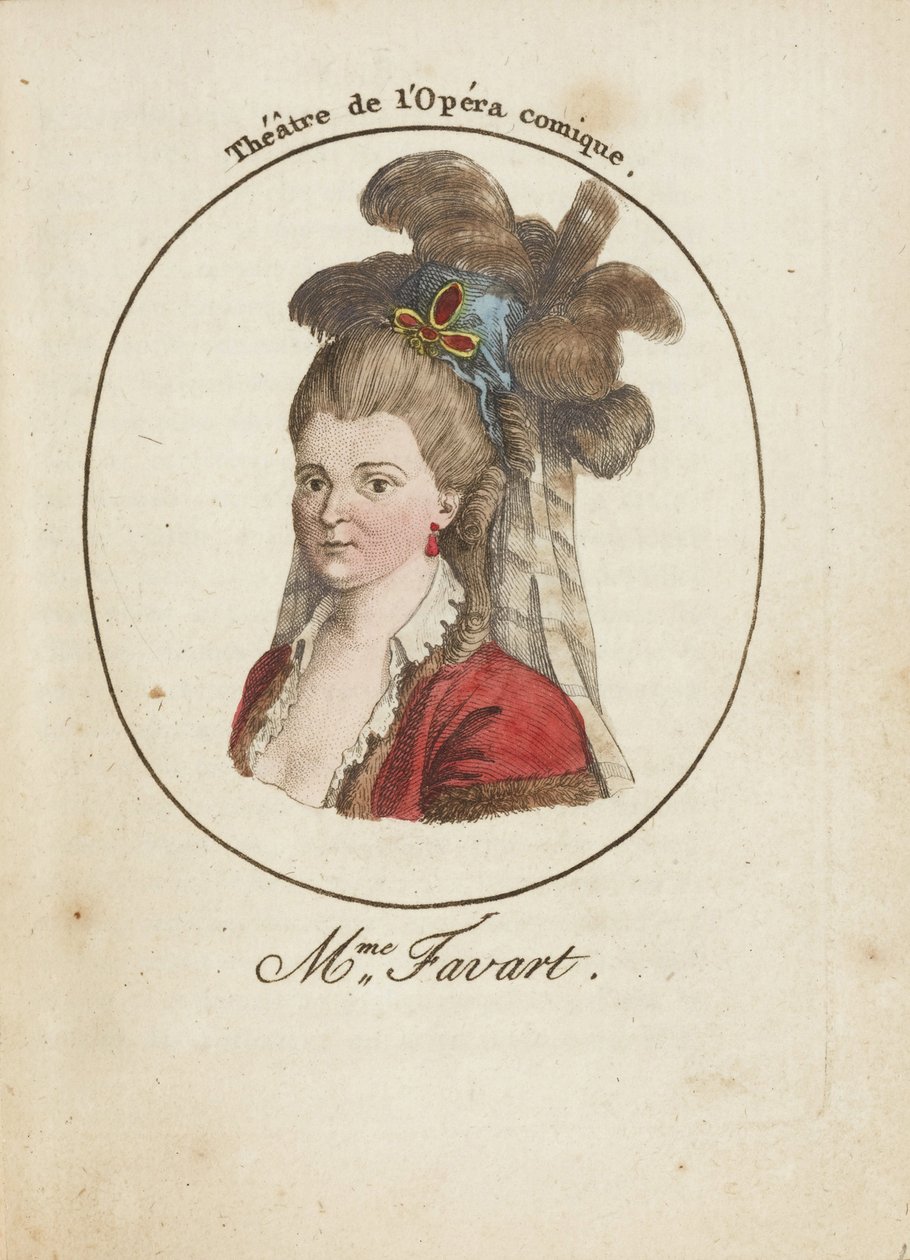 Madame Justine Favart (1727-1772) par Anonymous, Late 18th cent. - Copper engraving, watercolour - Private Collection 作者 匿名匿名